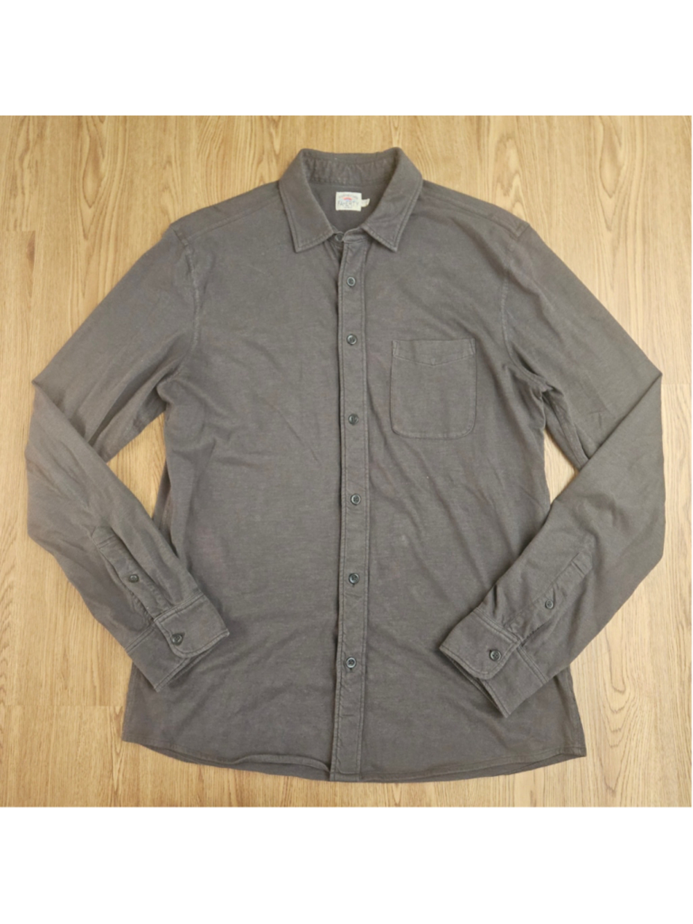 Faherty Sunwashed Knit Organic Cotton Gray Button Up Neutral Mens Large Tall